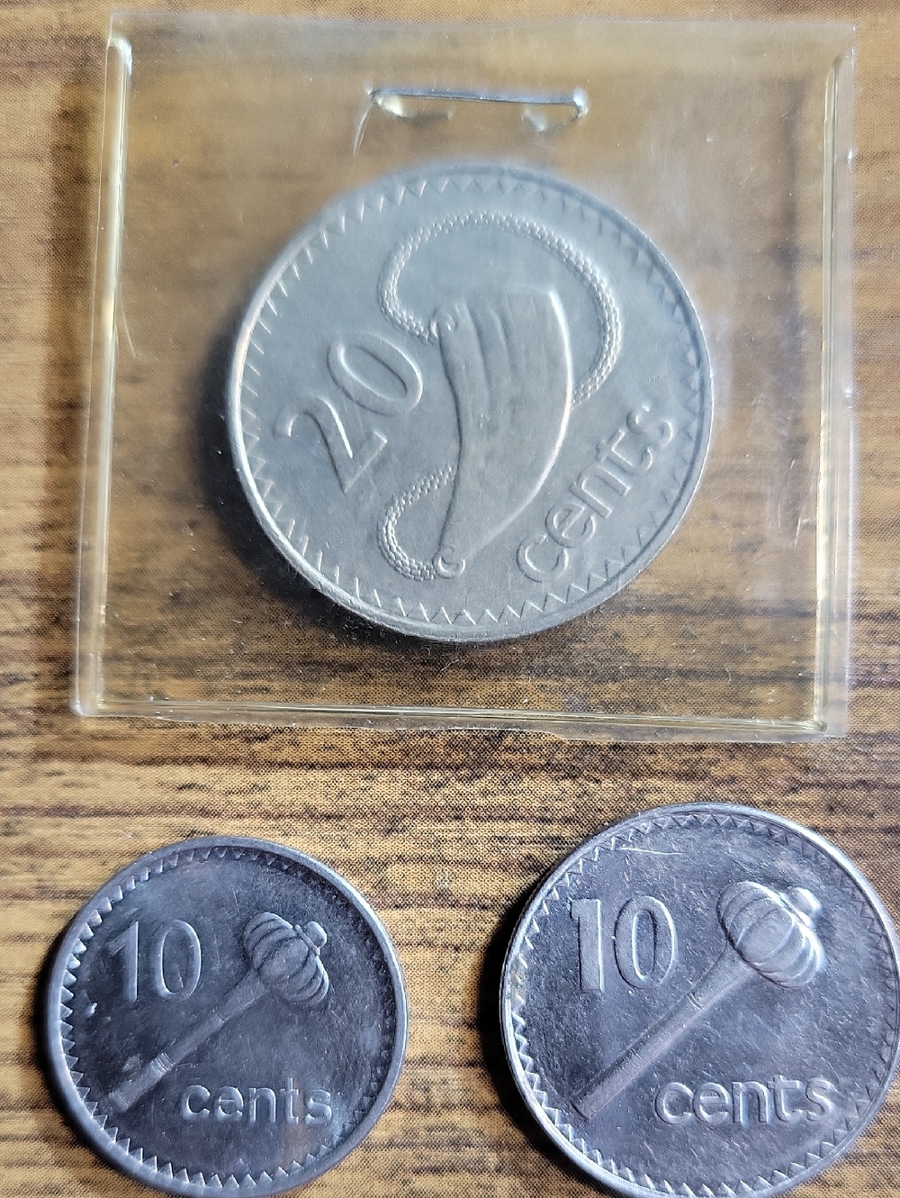 Three (3) Fiji Silver-Tone Cents Coins - 20c + 10c Pair